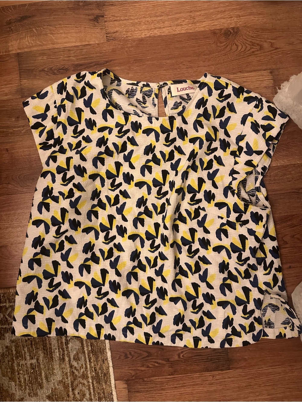 Louche Floral Abstract Print Cap Sleeve Topper XL Size 16